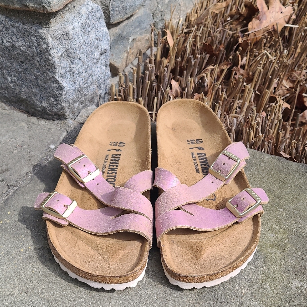 Worn Once! Yao Washed Metallic Pink Leather Sandals